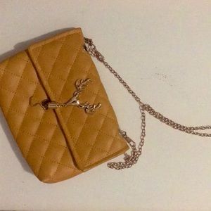 real leather yellow purse with deer!